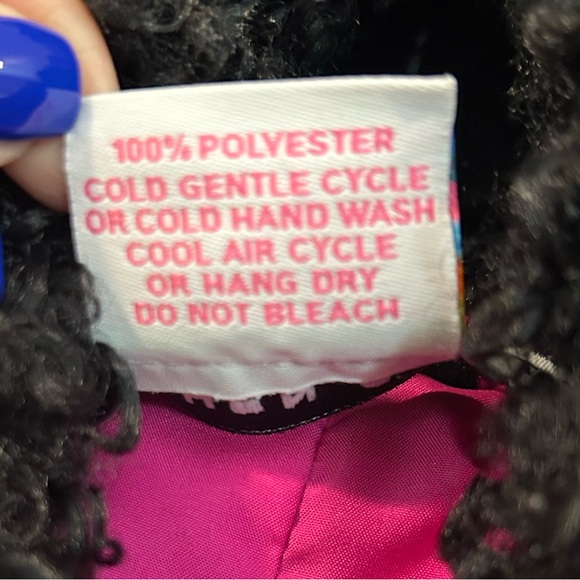 Gretchen Scott Curly Faux Lambswool Jacket in Black and Pink, Size S - Picture 7 of 8